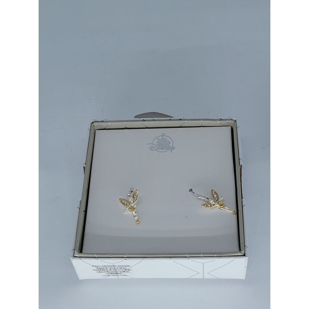 Disney Parks Peter Pan's Tinkerbell Rhinestones Gold & Silver Toned Earrings - Picture 3 of 4